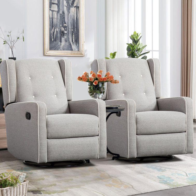 30'' Wide Contemporary and Upholstered Swivel and Rocker Manual Recliner  with Wing Back